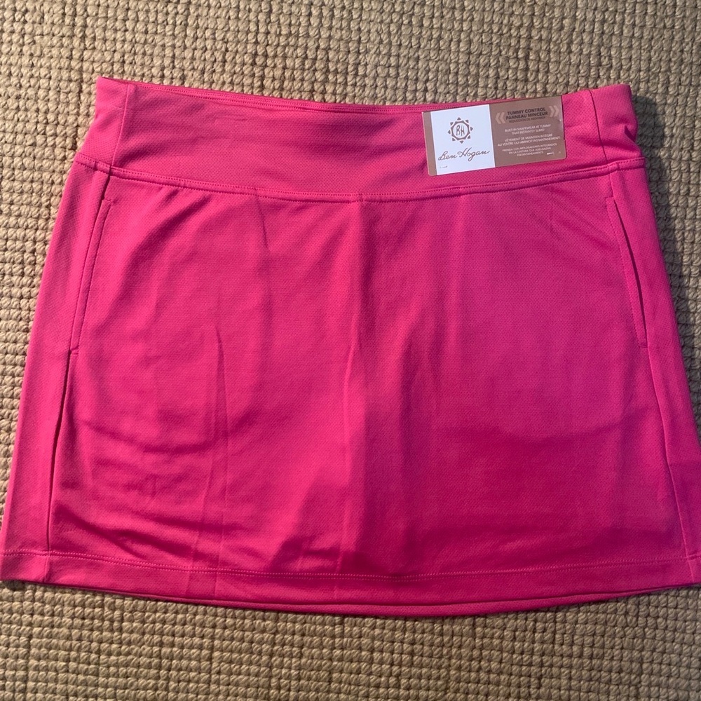NWT Ben Hogan Women’s Golf Skirt Skort Large Tummy Control Pocket Pink Shapewear